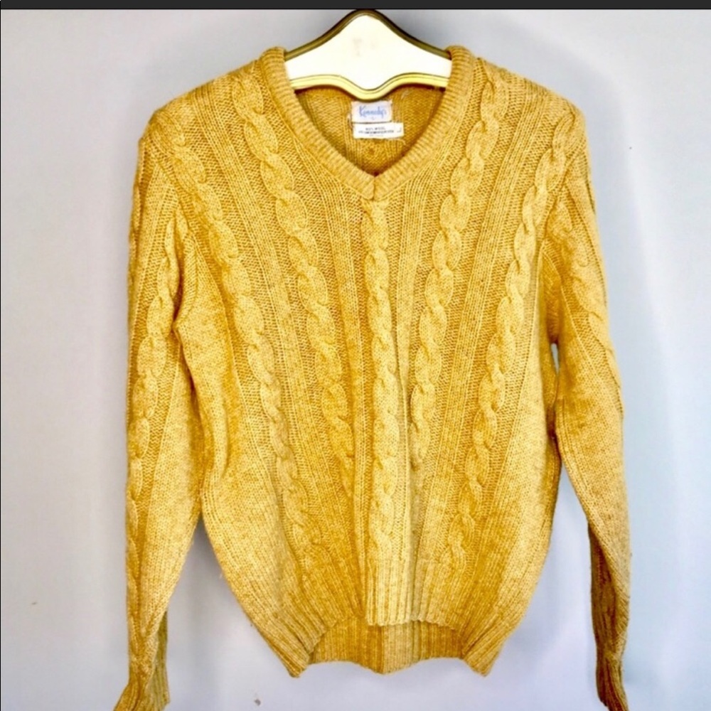 Kennedy’s Vintage Mustard Wool Cableknit Sweater